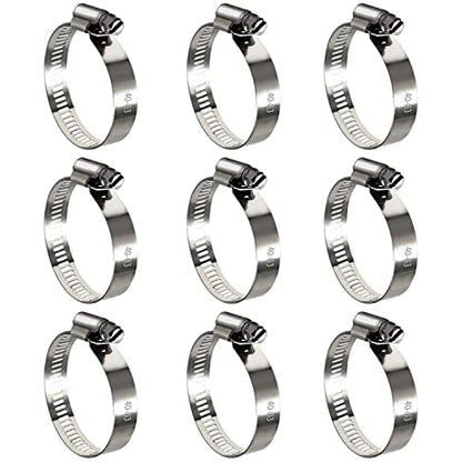10 Pack Stainless Steel Hose Clamps, 1-1/2 inch to 2-1/2 inch Worm Gear Metal Hose Clamps for Pipe, Dryer Repair, Tubing and Fuel Line - size: 1-1/2" ~ 2-1/2"