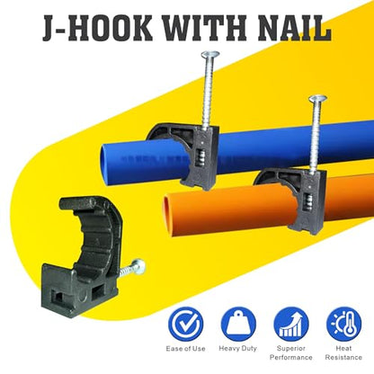 10 Pcs 3/8" - 1/2" Pex 90 Degree Elbow Plastic Tubing Bend Support With 20Pcs Half Clamp Fixture J-Hook,Elbow 90 Degree Pipe Fitting Kit Black,For 1/2 Inch Pex Tubing/Pipe Support