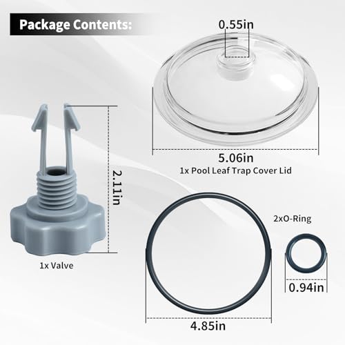 XJJ 28645EG Pool Leaf Trap Cover Lid 5 inch Have O-Ring, Valve, Fit for Intex 12 Inch Sand Filter Pumps, NOT Fits Intex 14 & 16 Inch Sand Filter Pumps