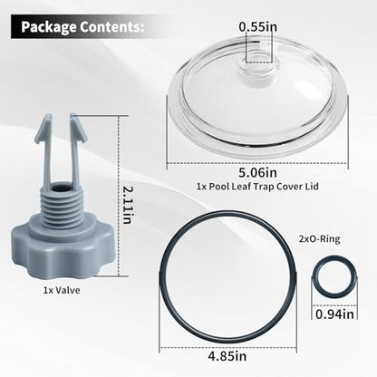 XJJ 28645EG Pool Leaf Trap Cover Lid 5 inch Have O-Ring, Valve, Fit for Intex 12 Inch Sand Filter Pumps, NOT Fits Intex 14 & 16 Inch Sand Filter Pumps