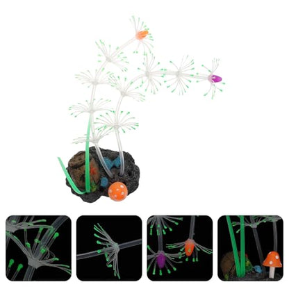 BESPORTBLE Luminous Artificial Silicone Aquarium Plant Green Fluorescent Fish Tank Landscape Decor Simulated Underwater Grass for Fish Tank Viewing and Aquatic Pets