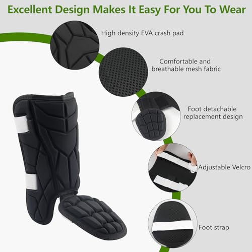 Baseball + Softball Leg Guard, Impact Resistant Batter's Leg Guards, Adult and Youth Shin & Foot Shield with Elastic Straps, Suitable for Both Left and Right Feet, Detachable Leg & Foot - size: Adult-8.85IN