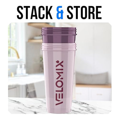 VELOMIX 2 Pack 28oz Protein Shaker Bottle for Protein Mixes, Purple Mix - color: B2) Purple Mix