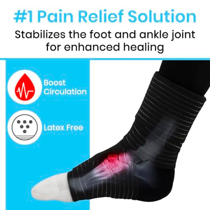 Vive Arctic Flex Ankle Ice Pack Wrap for Swelling - Adjustable Hot & Cold - size: Small