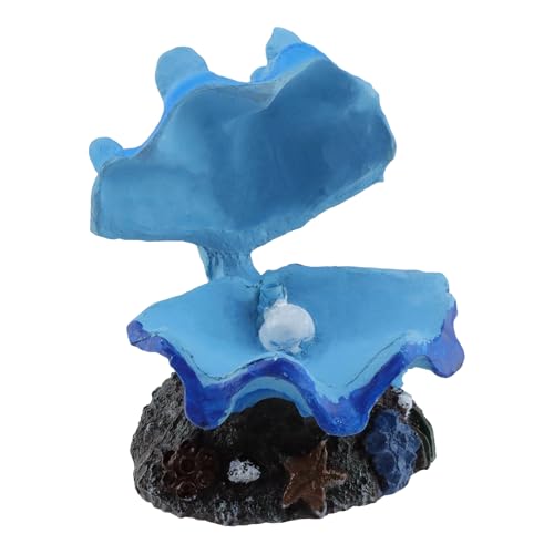 Aquarium Decoration with Air Stone Bubbler Shells Ornament Fish Tank Bubble Maker Aquarium Air Bubbling Great Addition for Fish Tank Aquarium（Blue Shell & Pearl） - color: Blue Shell & Pearl