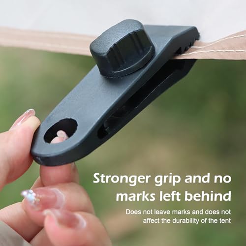12 PCS Car Cover Windproof Clip, Inverted Tooth Design Non-Slip Bite Tent Clamp with Adjustable Buckle, Portable Outdoor Wind Rope Fixing Bracket, for Most Cars Awning Fasteners (Black) - size: 12 PCS