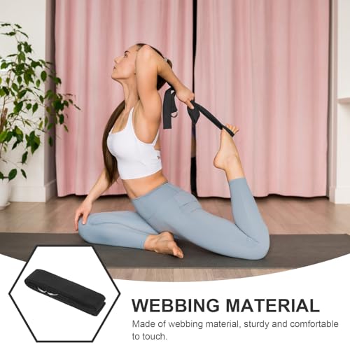 5pcs Adjustable Metal D-ring Non-elastic Exercise Strap Set Black Inelastic Bands for Pilates and Household Exercise Sturdy Assist Bands for Flexibility and Stretching Training