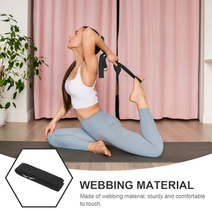 5pcs Adjustable Metal D-ring Non-elastic Exercise Strap Set Black Inelastic Bands for Pilates and Household Exercise Sturdy Assist Bands for Flexibility and Stretching Training