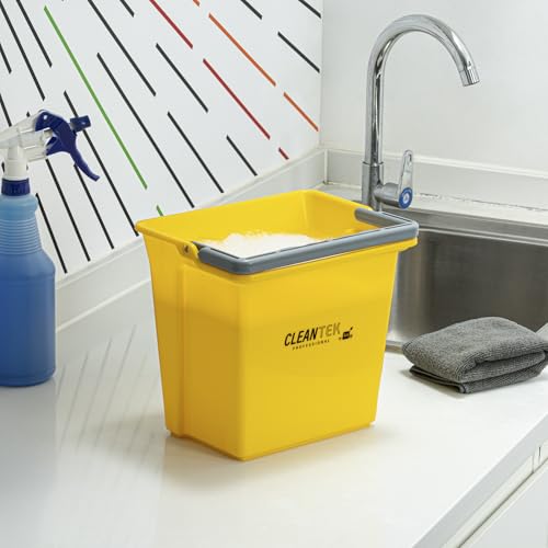 Restaurantware-Clean Tek Professional 6 Quart Cleaning Bucket, 1 Utility Pail with Handle - Heavy-Duty, Portable, Yellow Plastic Washing Pail, Perfect for Household, Outdoor, Car Wash and More