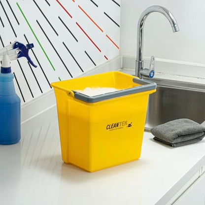 Restaurantware-Clean Tek Professional 6 Quart Cleaning Bucket, 1 Utility Pail with Handle - Heavy-Duty, Portable, Yellow Plastic Washing Pail, Perfect for Household, Outdoor, Car Wash and More