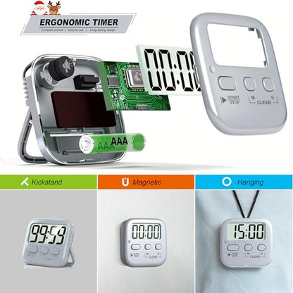 Antonki 2 Pack Digital Timer for Kids Classroom Kitchen Timers for Cooking - color: Space Grey