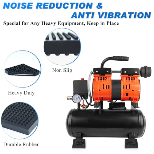 Machine Anti Vibration Mats Heavy Duty - 6 x 6 x 0.8 Inches 4 Pcs Non Slip Noise Reduction Anti Vibration Mats, Thick Steel Embedded Rubber Pad for Air Compressor, Swamp Cooler, Generator, HVAC - size: 6''x 6'', 4 Pcs