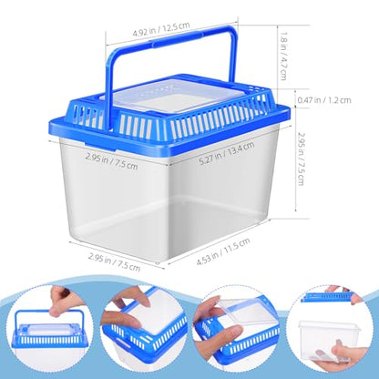 Alipis Small Fish Tank: Clear Plastic Aquarium with Lid & Handle - Portable Reptile Carrier for Turtles, Snakes, Fish Home Transport and Storage 5. 27x3. 66x3. 62 Inch