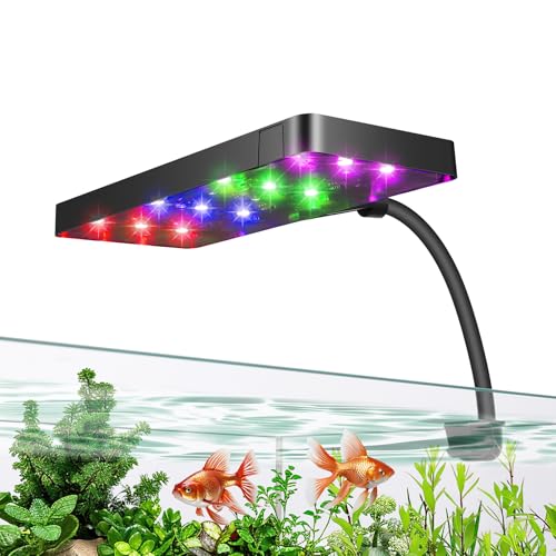 Smart 9W Aquarium LED Light, Nano Clip lamp for Aquarium Plant Growth,RGB Full Spectrum Aquarium Light,APP Control Adjustable Terrarium Light,