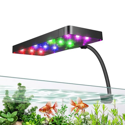 Smart 9W Aquarium LED Light, Nano Clip lamp for Aquarium Plant Growth,RGB Full Spectrum Aquarium Light,APP Control Adjustable Terrarium Light,