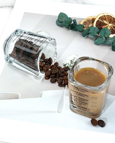 Shot Glasses Measuring Cup Set 2PACK Espresso Shot Glasses Liquid Heavy Glass 2oz/60ml (Black) - color: 2 Pack-ZBlack