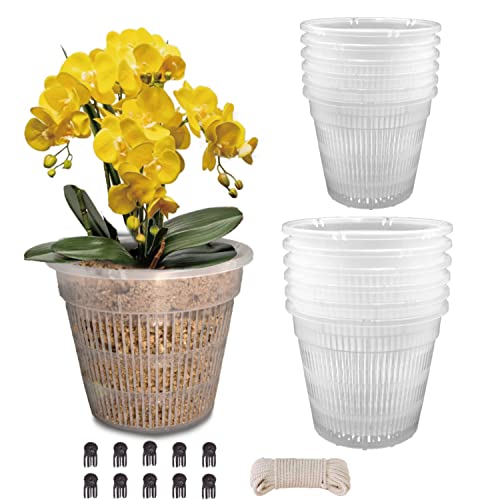 Orchid Pot, 12 Pack Orchid Pots with Holes, 5.5in and 4.5in Clear Orchid Pots for Repotting, Breathable Slotted Orchids Planter, Plastic Flower Plant Pot Indoor - color: 6pcs 5.5in + 6pcs 4.5in