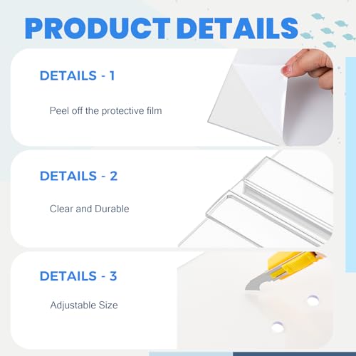 Sieral Aquarium Polycarbonate Canopy Set 2 Pcs 22.95 x 16.61 x 0.12 Inch for 75/90/110 Fish Tank with Center Brace Aquariums Cover Fish Tank Lid with a Hook Knife, Breathable Hole and Handle, Clear - color: Clear, size: 48x18in
