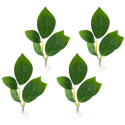 4 Pcs Betta Fish Leaf Pads with Suction Cups Adjustable Aquarium Tank Accessories Plastic Simulated Plants for Betta Resting Breeding Spawning and Playing Décor