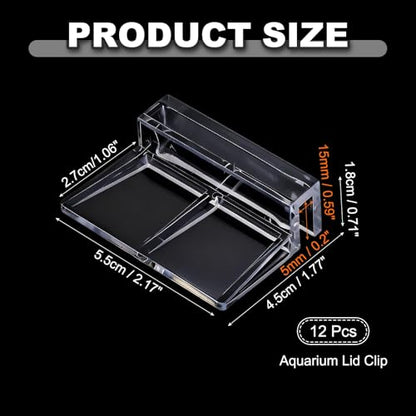 12 Pcs Aquarium Lid Clips, 5 mm Acrylic Aquarium Cover Bracket Fish Tank Lid Older Fish Tank Clip Transparent Durable Easy to Clean, Intended for Rimless Aquariums Top Cover - size: 5 mm