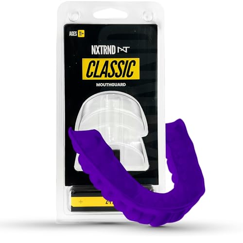 2 Pack Nxtrnd Classic Mouthguard, Custom Fit Sports Mouthpiece for Football, Boxing, MMA, Basketball, Hockey, Lacrosse, Youth & Adult (Purple) - color: Purple