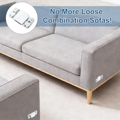 uxcell 8Pcs Sectional Sofa Interlocking, 96 x 40mm Sectional Couch Connector Interlocking Sofa Connector Bracket for Keeping Furniture Sofas from Sliding, Silver