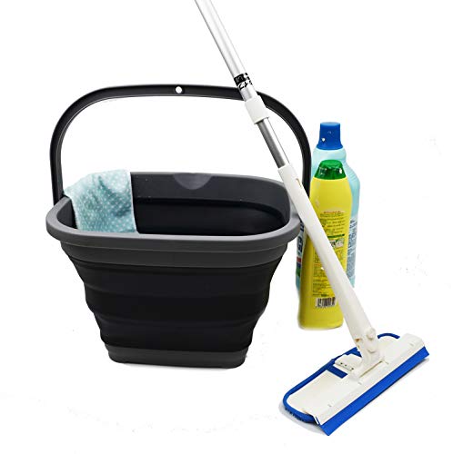 SAMMART 11L (2.9 Gallon) Collapsible Rectangular Handy Bucket (1, Grey/Black)