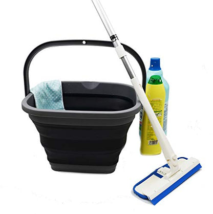 SAMMART 11L (2.9 Gallon) Collapsible Rectangular Handy Bucket (1, Grey/Black)
