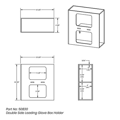 TrippNT 50830 Clear Acrylic Double Side Loading Glove Box Holder, 10" Width x 10" Height x 4" Depth - size: Double, style: Hardware Mount