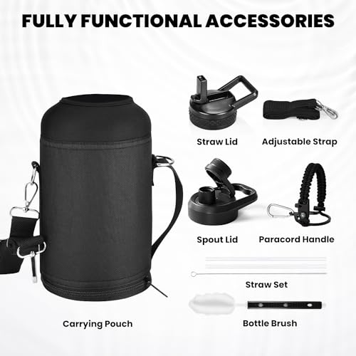 RAYMYLO Insulated Water Bottle 64 oz, Triple Wall Vacuum Stainless Steel - color: Magic Black, size: 64 Ounces