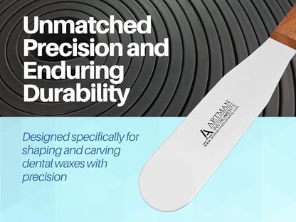 Dental Lab Spatula - 8" 11R Straight Set of 3 - Stainless Steel Plaster & Alginate Mixing Tools with Wooden Handle for Dental Labs