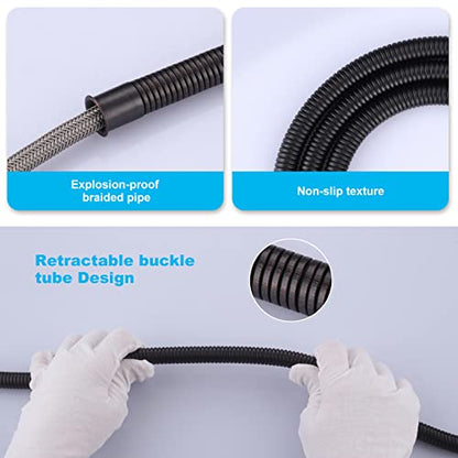 79 Inches Shower Hose Oil-Rubbed Bronze Finished, ALEASHA SUS 304 Stainless Steel Extra Long Shower Head Hose Replacement Handheld Shower Head Hose for Pet Bathroom Bathing Cleaning - color: Oil Rubbed Bronze, size: 79inch