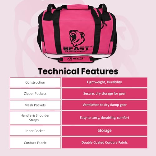 Gym Duffle Bag- Workout, Boxing, MMA, Sports Bag with Shoes Compartment and Adjustable Shoulder Strap for Men and Women (Pink/Black) - color: Pink/Black