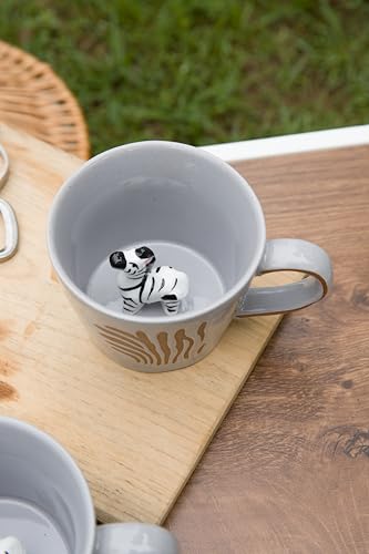 DIHOclub Zebra Coffee Cup Ceramic 3D Wild Animal Inside Mug,Cute Cartoon Handmade Figurine Mugs,Holiday and Birthday Gift for Coffee Milk Tea Lovers,12 OZ(White Zebra) - color: White Zebra