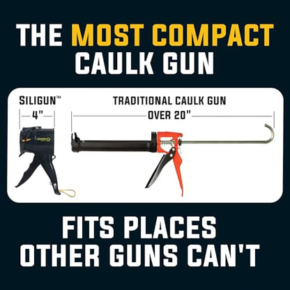 SILIGUN™ Compact Caulking Gun - No Drip Caulk Gun - Patented Design - Lightweight ABS Frame - Works with All 10 oz Tubes (SILIGUN Nozzle Kit) - color: Siligun Nozzle Kit