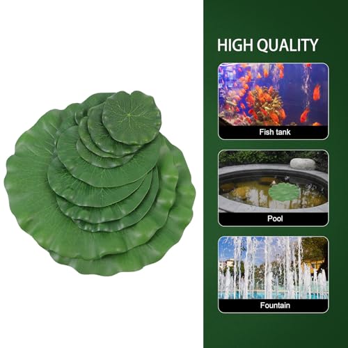 ibasenice 10pcs Artificial Floating Lotus Leaves Aquarium Decor Simulation Water Leaf Ornament for Fish Tank Pond Home Garden Display (10cm, 17cm, 28cm)