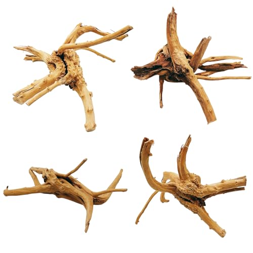 4PCS Driftwood for Aquarium 8-10in Natural Spider Wood Reptile Branches Fish Tank Log Ornament Aquarium Trunk Decoration - size: M:Spiderwood (8-10in 4PCS)
