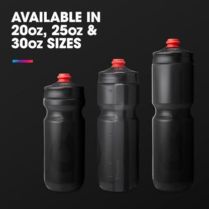 HydraPak Breakaway Surge Lightweight Bike Water Bottle 2-Pack (20oz, 25oz, 30oz) - High Flow, Cycling & Sports Squeeze Bottle - color: Charcoal, size: 25oz/740ml