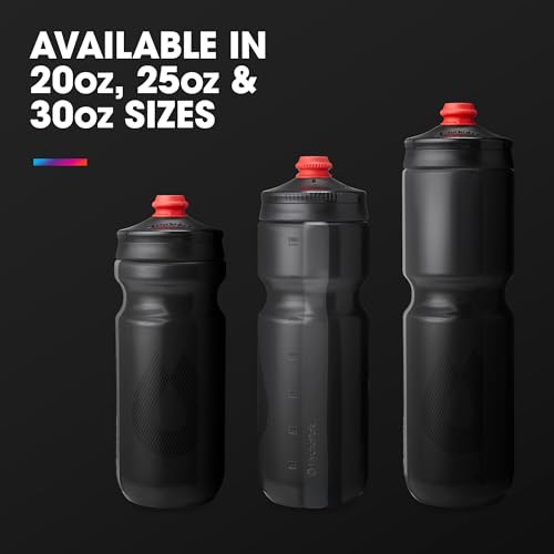 HydraPak Breakaway Surge Lightweight Bike Water Bottle 2-Pack (20oz, 25oz, 30oz) - High Flow, Cycling & Sports Squeeze Bottle - color: Charcoal, size: 30oz/880ml