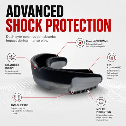 Mouth Guard for Sports, Youth&Adult Mouthguard for Football, Lacrosse, Hockey, Boxing, MMA, Mouth Piece, Protective Gear (Black White) - color: Black White