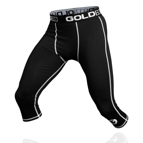 Gold BJJ Jiu Jitsu Spats - Base Layer for Gi and No-Gi Grappling - Martial Arts Pants - color: Black (3/4 Length), size: Large