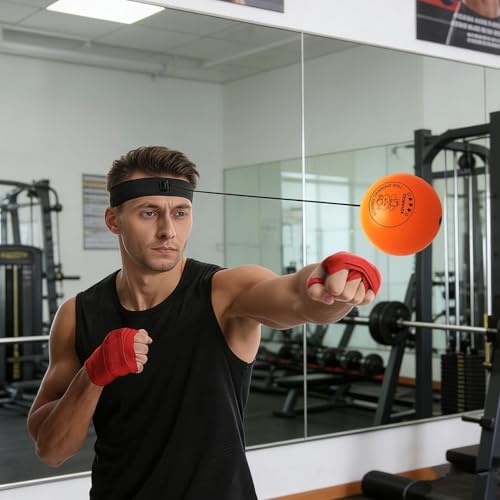 Punching Ball with Headband Adjustable Breathable Soft - color: Orange