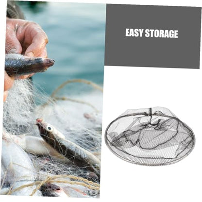 Hemobllo 4pcs Foldable Fishing Landing Net Replacement Heads, Stainless Steel Frame with Deep Black Mesh, 40cm Round Net for Freshwater and Saltwater Fishing Gear