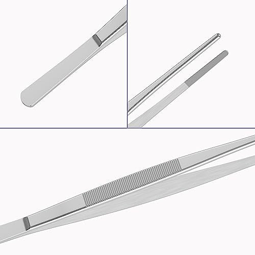 12 Inch Stainless Steel Tweezers, with Straight Round Blunt Serrated Tip, 3/64 Inch Thickness Stainless Steel, Multipurpose Daily Garden Home Lab Craft Repairing Tool - size: 12"L(3/64"T)