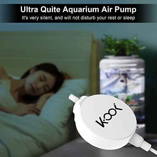 Aquarium Air Pump, 1 Watt Ultra Quiet Mini Oxygen Pump, Powerful Air Aerator Kit for Fish Tank 1-15 Gallon, Including Air Pump Accessories, Back Clip and Suction Cup - color: White
