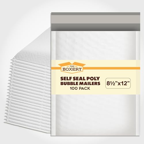 The Boxery 8.5x12" #2 Poly Bubble Mailers 100 Pack, Padded Envelopes, Self Seal, Waterproof Shipping Bags for Shipping & Packaging - size: #2 8.5x12'' (100)