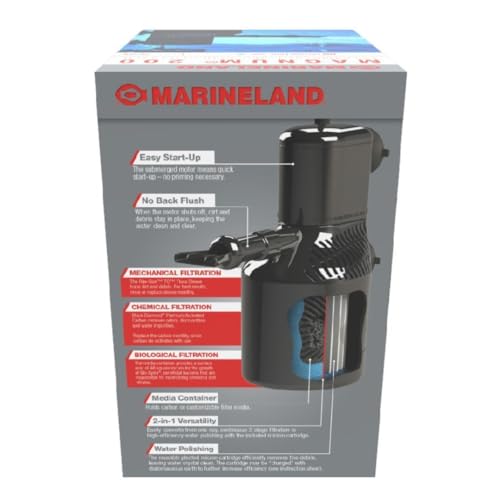 Marineland Magnum 200 Polishing Internal Canister Filter for 60 Gallons, Crystal Clean Water