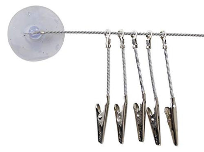 5-Piece Mini 1" (2.5 cm) Clips | Drying, Organizing, Crafting, Cooking | Strong 2½" (6.4 cm) Cables | Dual Suction Cups