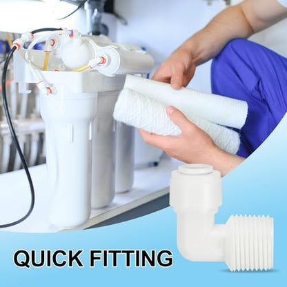 PATIKIL Water Purifier Elbow Connector 3/8" NPT Female x 1/4" OD Tube, 10 Pcs Quick Push to Connect Tube Fitting for RO/DI Reverse Osmosis Water Filter Purifier Plumbing System, White