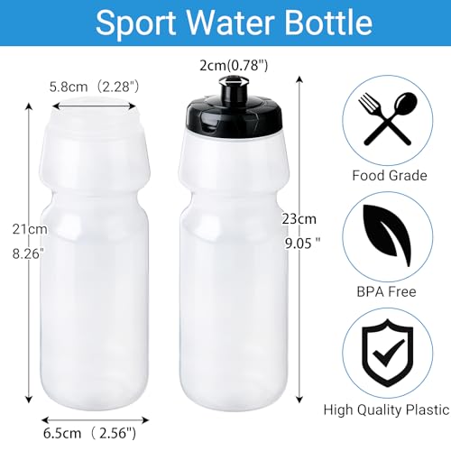 6 Pack 25oz Sports Water Bottles and fitness water bottles squeeze | BPA Free come with 8 pcs Chalk Labels, 1 Pen(Dishwisher Safe) - size: 25oz 6pack(Clear)